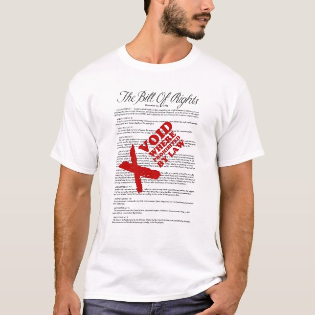 Camiseta Declaración de Derechos: Vacío donde prohibido por (Anverso)