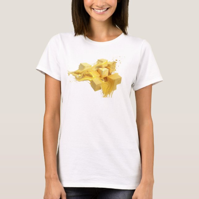 Camiseta Declaración de estilo de cubos abstractos de oro ú (Anverso)