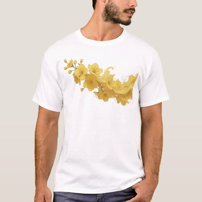 Camiseta Declaración de estilo de flor abstracta dinámica (Anverso)