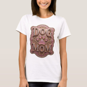 Camiseta Declaración Diseño de DOG MOM en oro