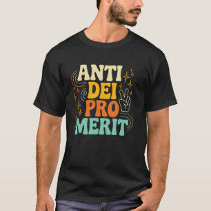 Camiseta Declaración gráfica en negrita anti DEI pro mérito