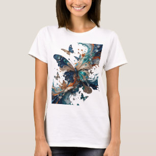 Camiseta Declaración Mariposa Mágica de Plata Arte Wearable