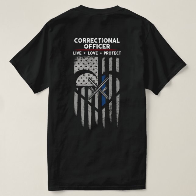 Camiseta Declinación de funcionario correccional de bandera (Reverso del diseño)