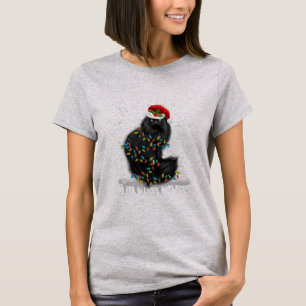 Camiseta Deco de árbol de navidad de gato negro ilumina na