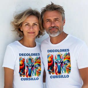 Camiseta DeColores Cursillo Brush Stroke Rooster Cross Dove