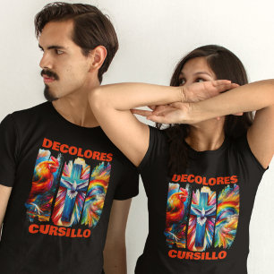 Camiseta DeColores Cursillo Brush Stroke Rooster Cross Dove