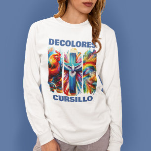 Camiseta DeColores Cursillo Brush Stroke Rooster Cross Dove