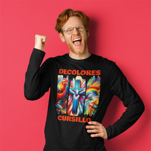 Camiseta DeColores Cursillo Brush Stroke Rooster Cross Dove