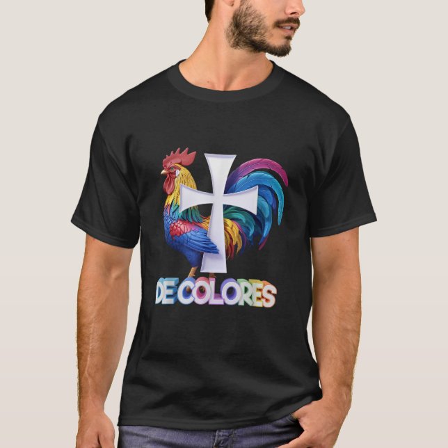 Camiseta DeColores Cursillo Rainbow Rooster Católico (Anverso)