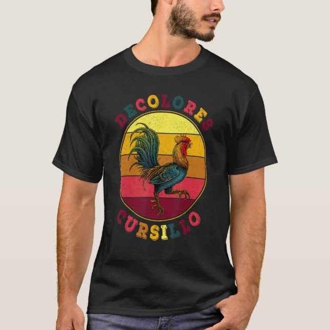 Camiseta DeColores Cursillo Rooster with Distressed Backgro (Anverso)