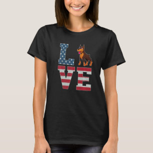 Camiseta Decoración 4 de Julio Amor Patriótico Dobermann Pe