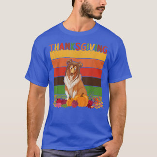 Camiseta Decoración de Acción de Gracias Retro Rough Collie
