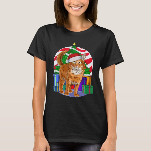 Camiseta Decoración de árbol de navidad de gato somalí (Anverso)
