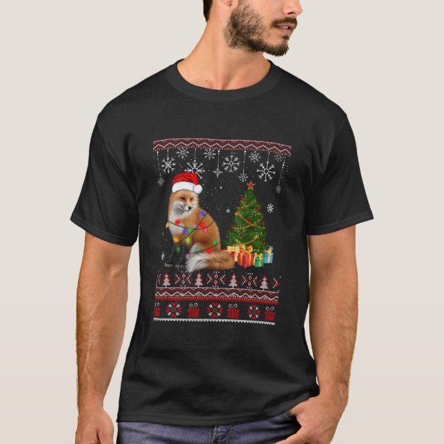 Camiseta Decoración de árboles de navidad de Fox Cute Chris (Anverso)