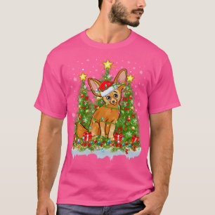 Camiseta Decoración de árboles de navidad iluminada Santa F