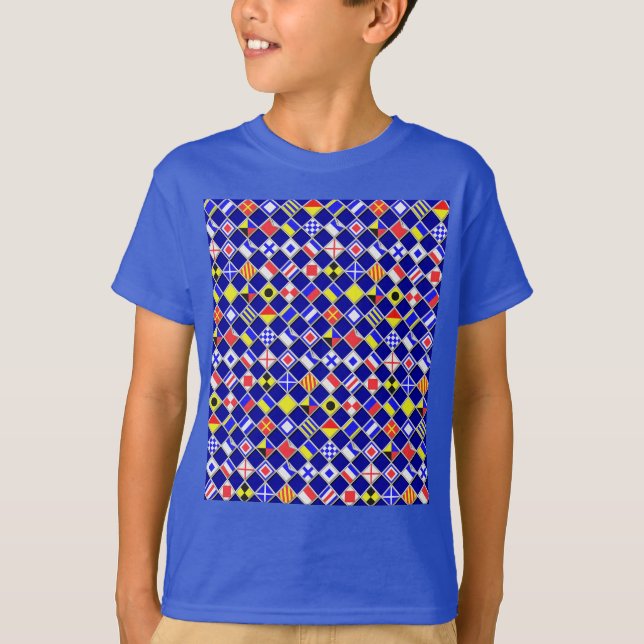 Camiseta Decoración de azulejos de Bandera Náutica con efec (Anverso)