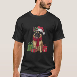 Camiseta Decoración de fiesta de Navidad Santa perro Malino