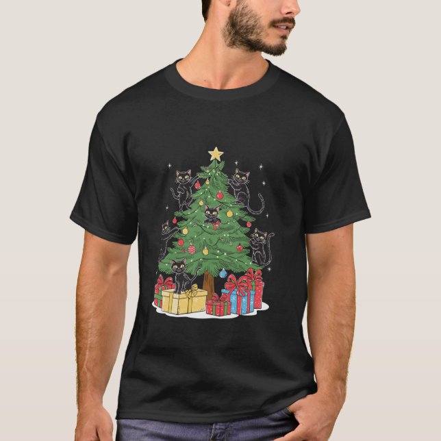 Camiseta Decoración De Gato Árbol De Navidad Cute Kitten X  (Anverso)