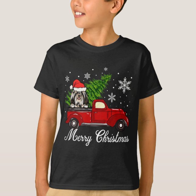 Camiseta Decoración de los Navidades de camionetas rojas de (Anverso)