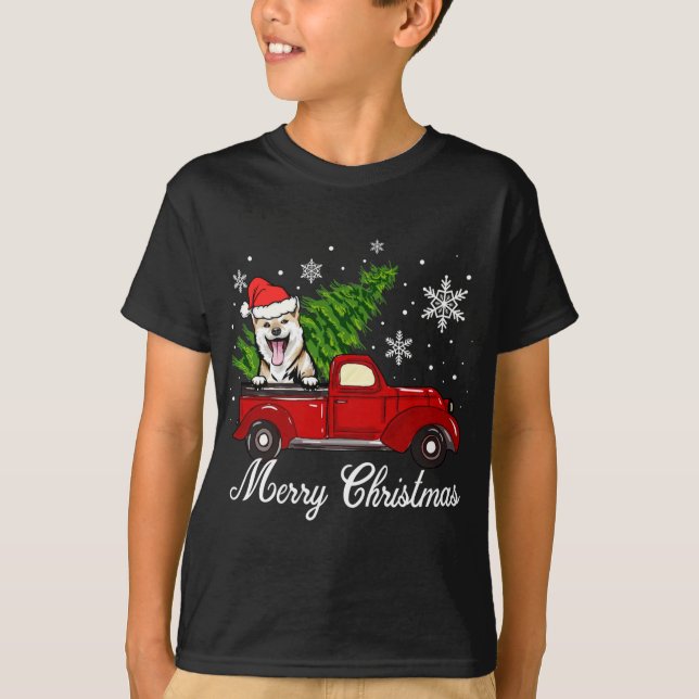 Camiseta Decoración de los Navidades de camionetas rojas de (Anverso)