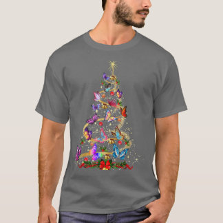 Camiseta Decoración de mariposa Árbol de Navidad Santa Hat 