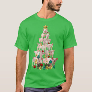 Camiseta Decoración de ornamentos de cerdo Árbol de Navidad