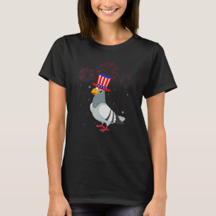 Camiseta Decoración de Pigeon Gráfica Rojo Azul Blanco Fueg