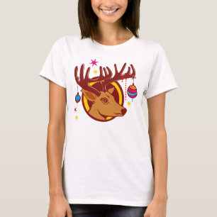 Camiseta Decoración de renos/ciervos/árboles de Navidad
