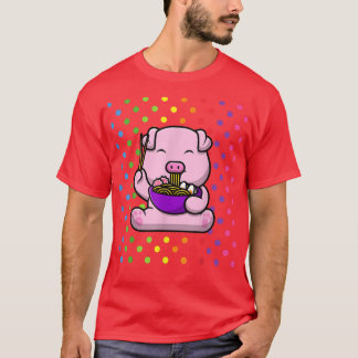 Camiseta Decoración Divertida de Cerdo RAMEN para Chicas Ka