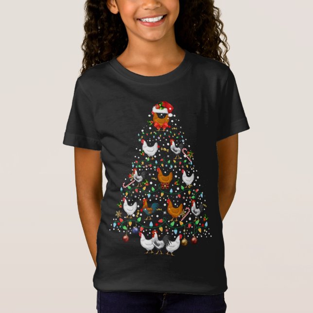 Camiseta Decoración divertida de un árbol navideño de pollo (Anverso)
