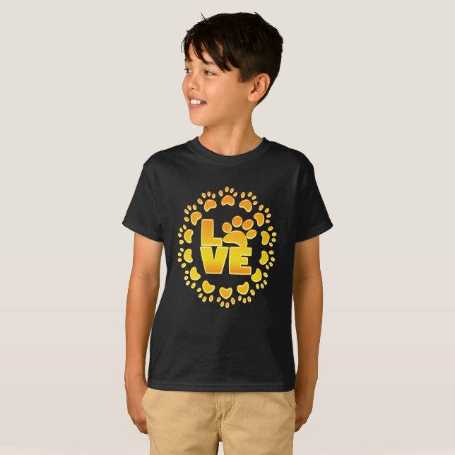 Camiseta Decoración lujosa dorada pasta de perro impresión  (Anverso completo)