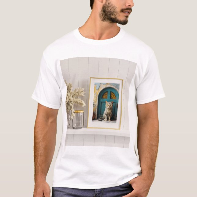 Camiseta Decoración moderna del arte del gato (Anverso)