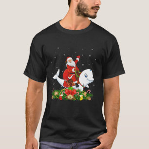 Camiseta Decoración navideña ilumina curiosa Santa Riding B