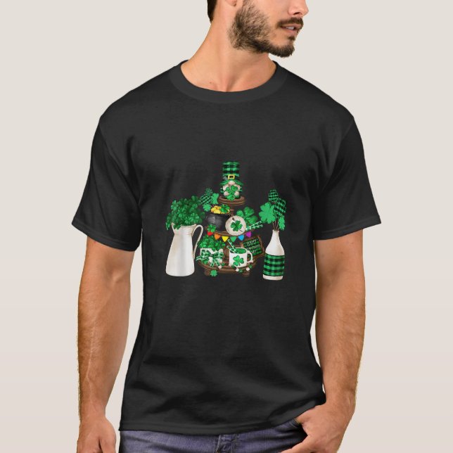 Camiseta Decoración Verde Y Agradable De Shamrock Con Felic (Anverso)