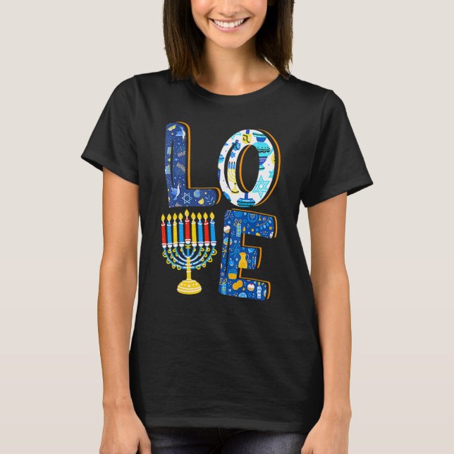 Camiseta Decoraciones de Love Cute Hanukkah Dreidel Menorah (Anverso)