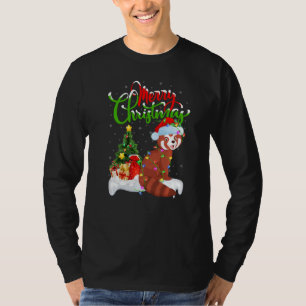 Camiseta Decoraciones de Navidad de Panda Rojo Santa Panda