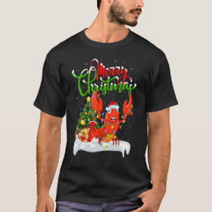 Camiseta Decoraciones de navidad de peces de langosta Santa