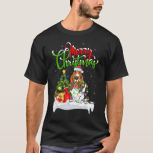 Camiseta Decoraciones de Navidad Santa Perro Basset Hound N