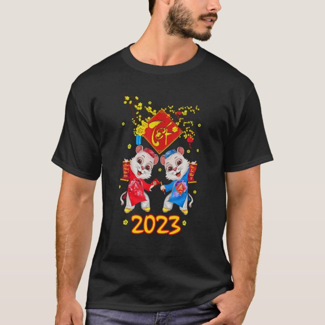 Camiseta Decoraciones de Tet 2023 Gato de Año Nuevo Vietnam (Anverso)