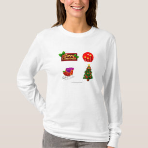 Camiseta Decoraciones del navidad contra el fondo blanco