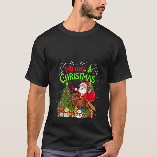 Camiseta Decoraciones navideñas El árbol ilumina Santa Ridi (Anverso)