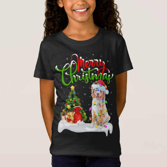 Camiseta Decoraciones navideñas en Santa Australian Shepher (Anverso)