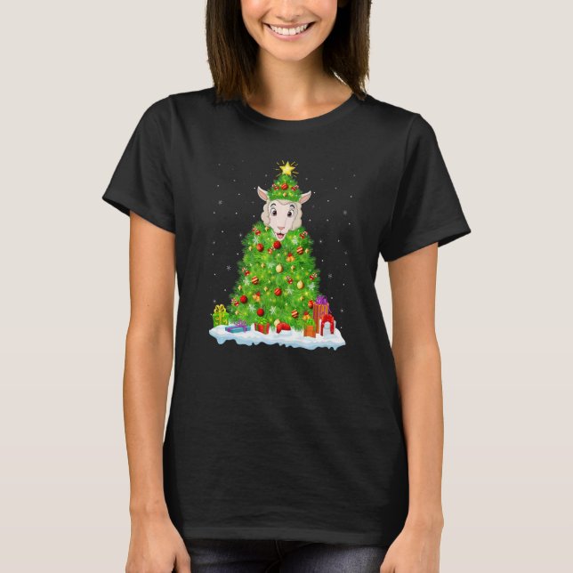 Camiseta Decoraciones navideñas iluminan el árbol de navida (Anverso)