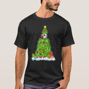 Camiseta Decoraciones navideñas iluminan Santa Puffin Bird