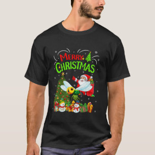 Camiseta Decoraciones navideñas iluminan Santa Riding Drago