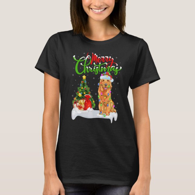 Camiseta Decoraciones navideñas Santa Golden Retriever Dog  (Anverso)