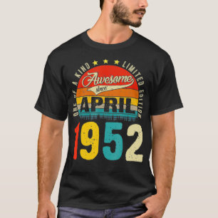 Camiseta Decoraciones para 70 Cumpleaños Abril 1952 Hombres