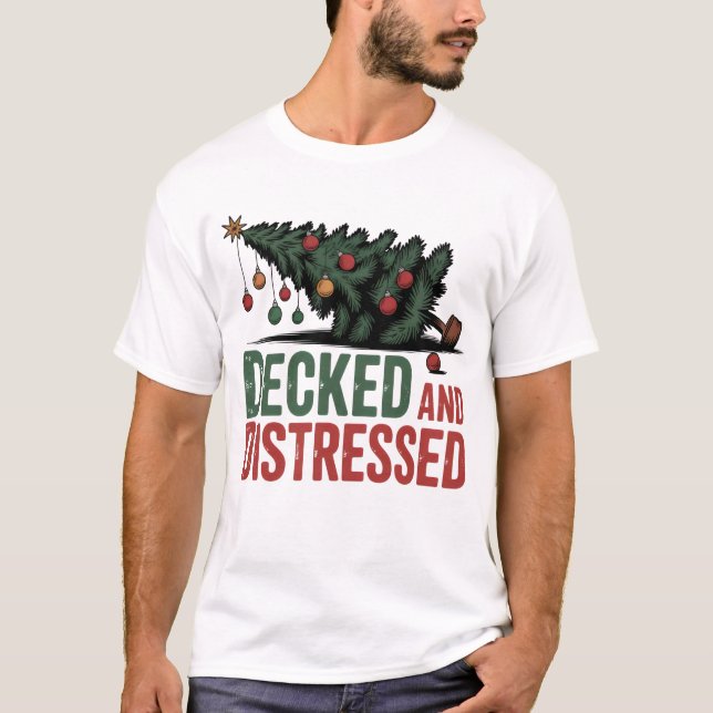 Camiseta Decorado y angustiado | divertida fiesta de árbol  (Anverso)