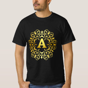 Camiseta Decorativo dorado con letra A dentro