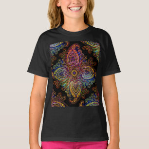 Camiseta Decorativo multicolor de paisley sobre negro